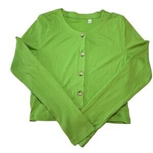 Aritzia Wilfred Green button cardigan round neck